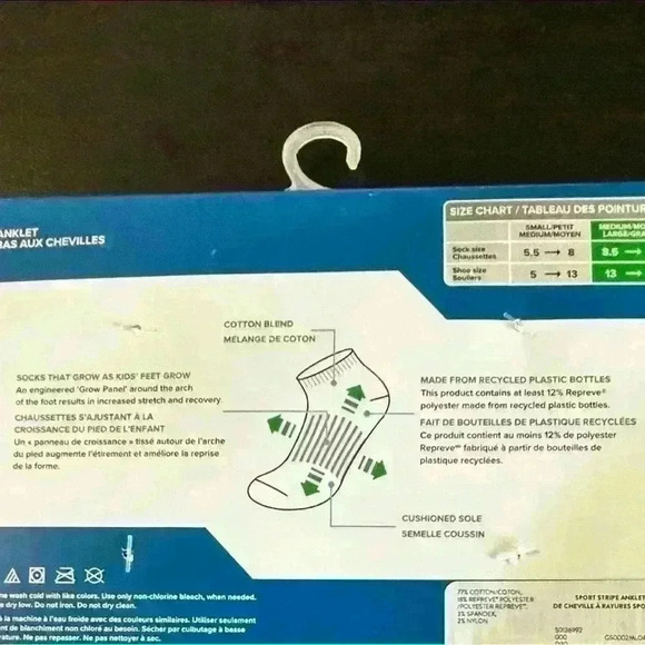 BNWT Peds - Growing Socks 4 pairs per pack Size Med to Large Anklet Cotton Rich - Picture 2 of 2